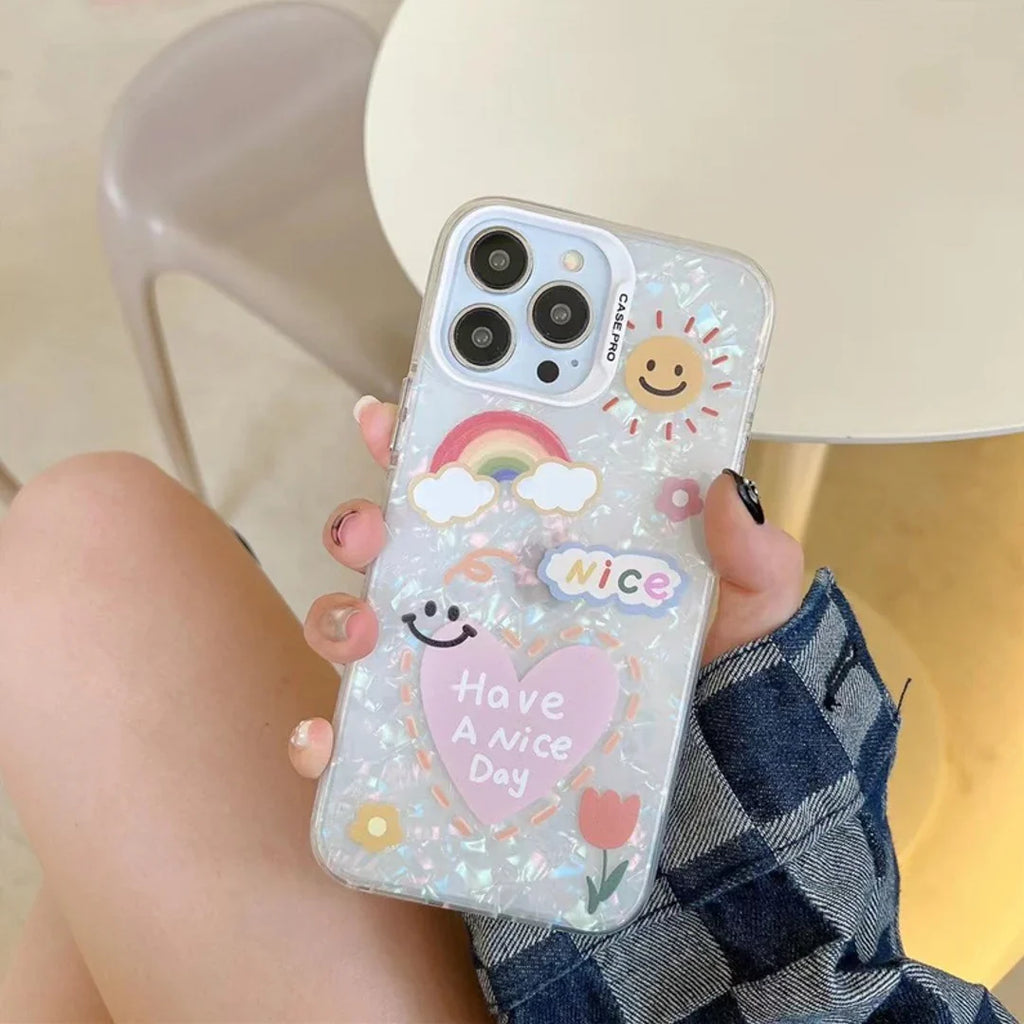 Radiate Love Rainbow Cartoon Smile Case