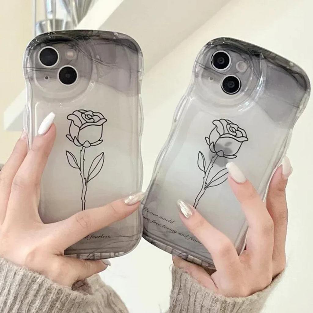 Rose Flower Wave Transparent Case