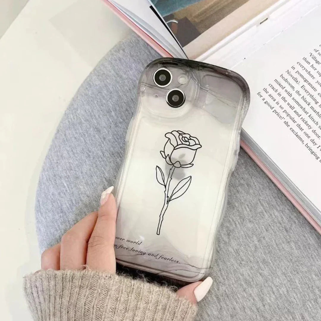 Rose Flower Wave Transparent Case