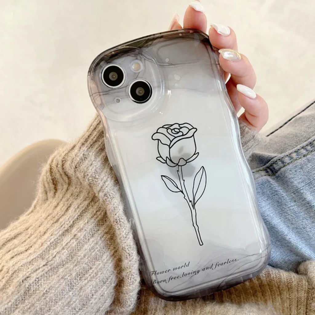 Rose Flower Wave Transparent Case