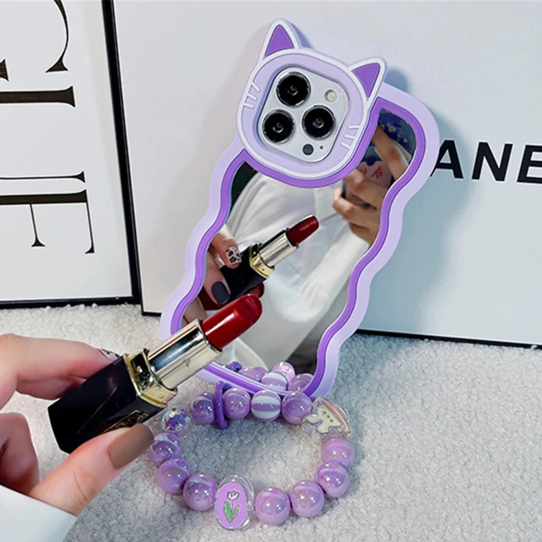 Cute Cat Mirror Bracelet Phone Case