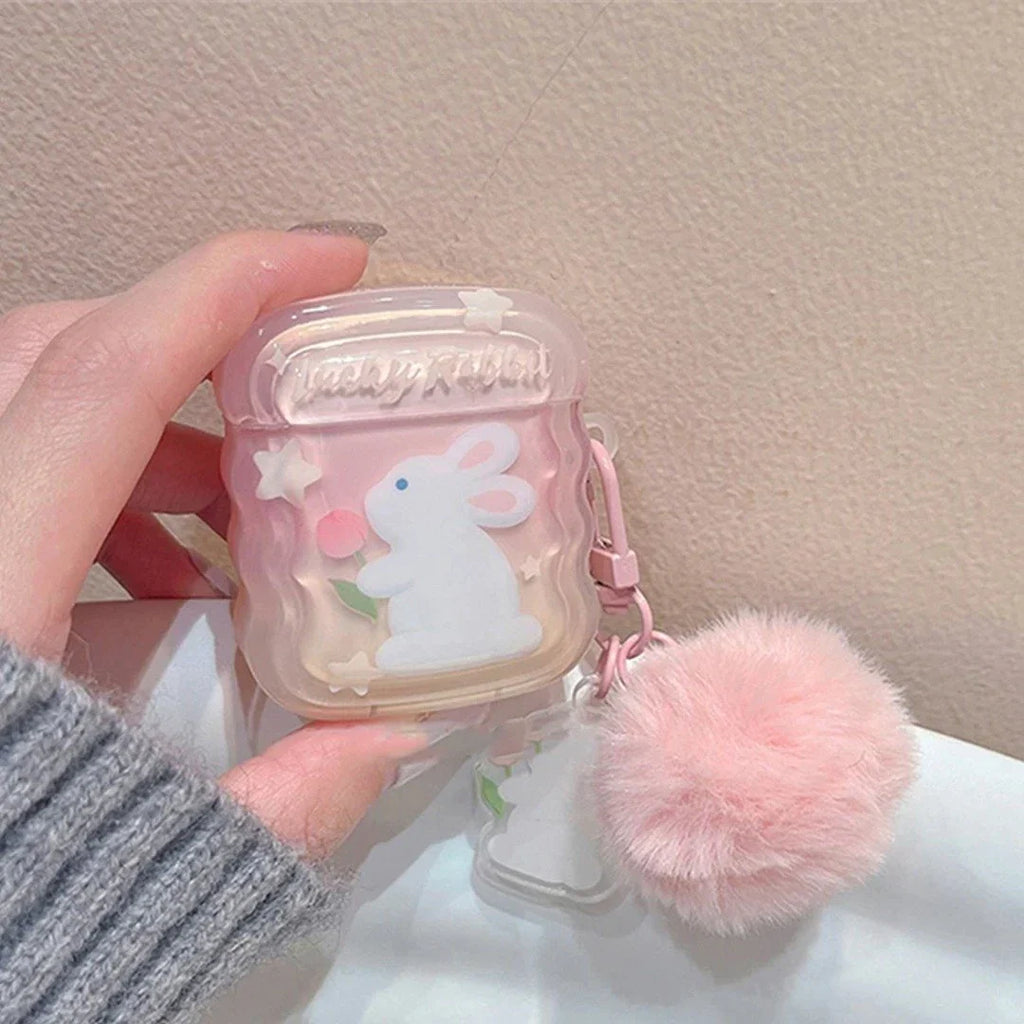 Furry Elegance Rabbit Tail Phone Case With Airpods Case