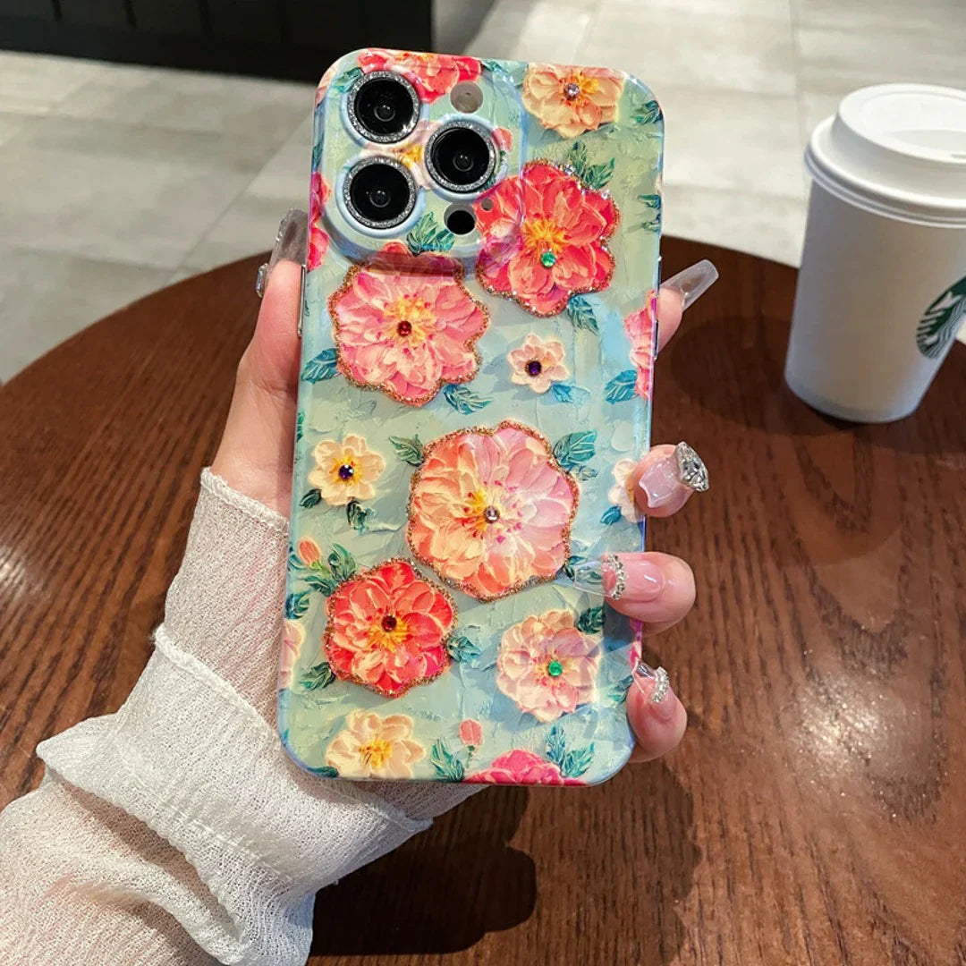 Rhinestone Petal Cascade Phone Case