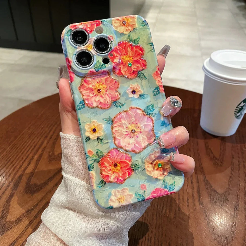Rhinestone Petal Cascade Phone Case