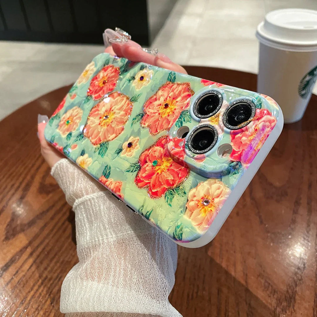 Rhinestone Petal Cascade Phone Case