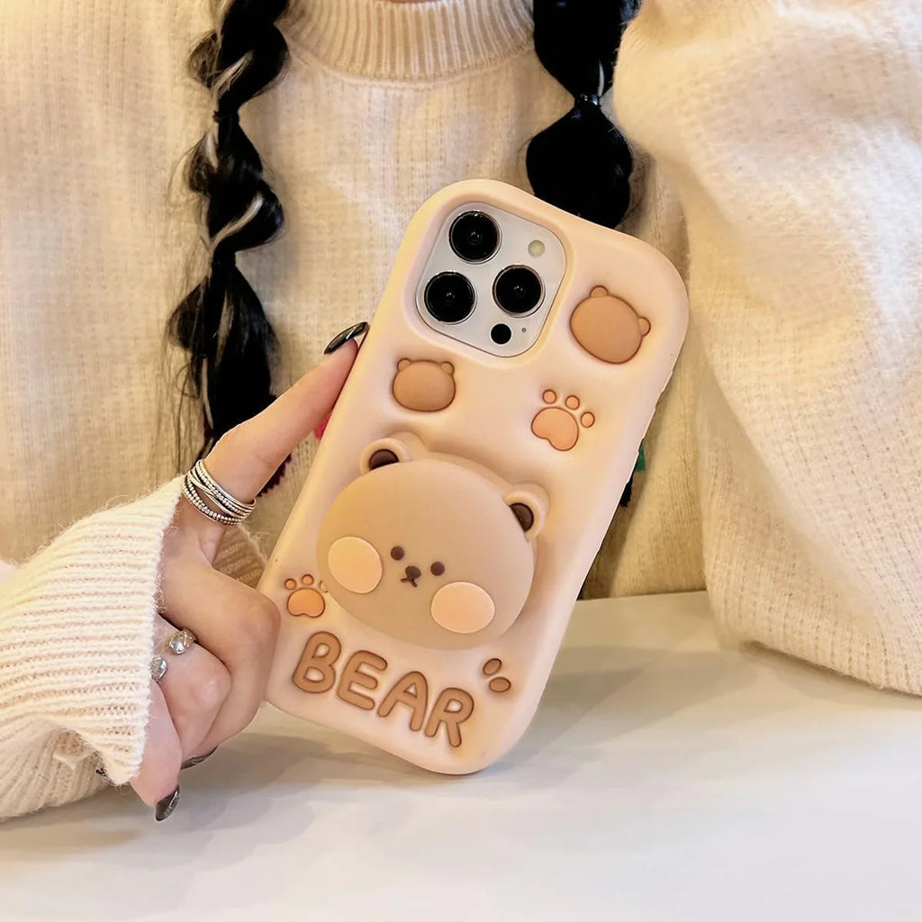 Cute Bear Grip Delight Phone Case