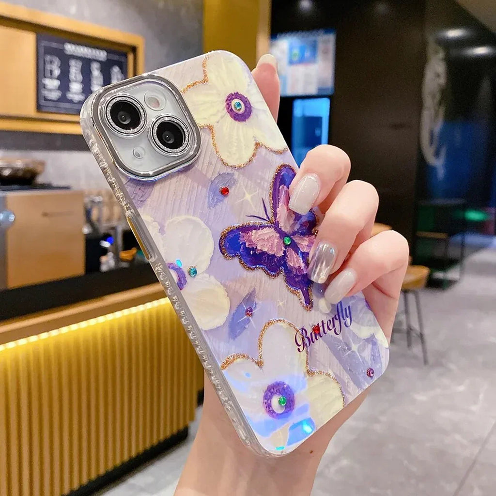 Butterfly Pearl Adorned Phone Case