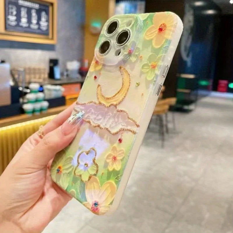 Floral Moon Rhinestone Case