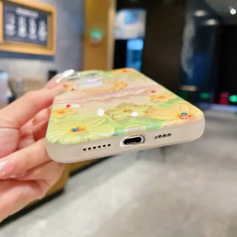 Floral Moon Rhinestone Case