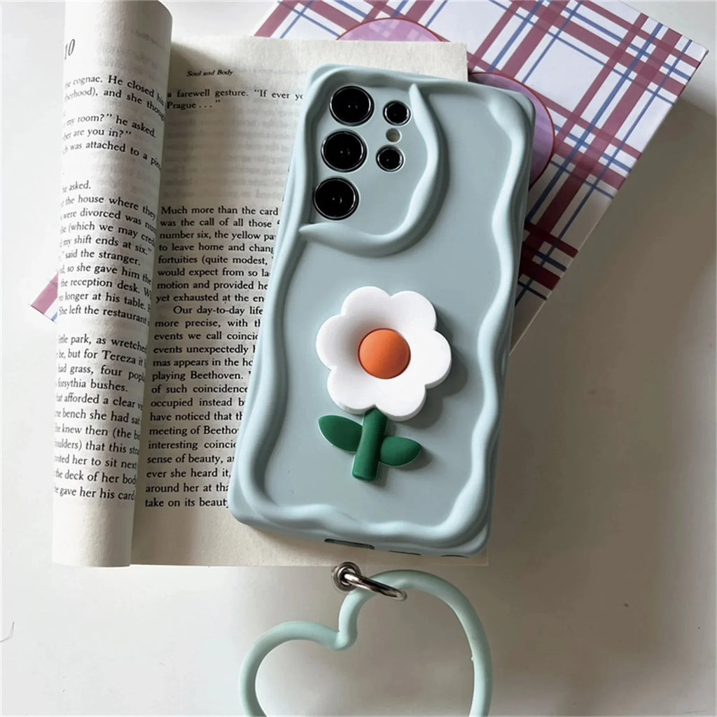 Heart Love Flower Case with Bracelet - Samsung