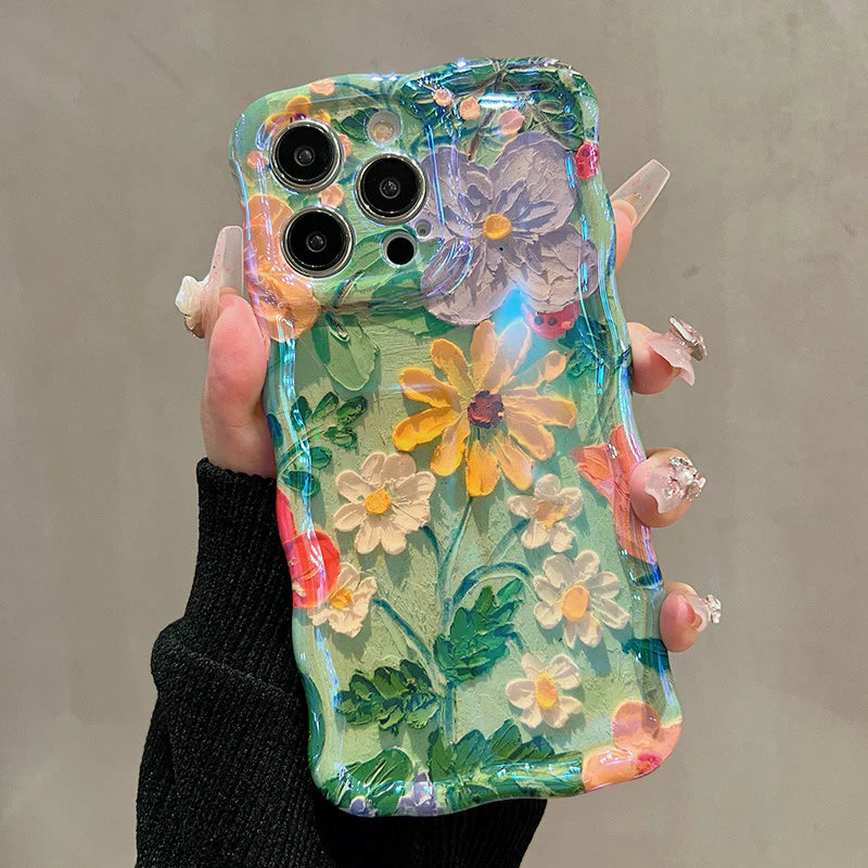 Elegant Daisy Oil Painting Floral Case
