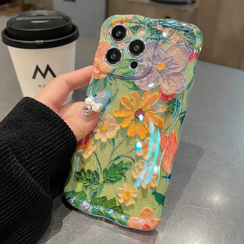 Elegant Daisy Oil Painting Floral Case