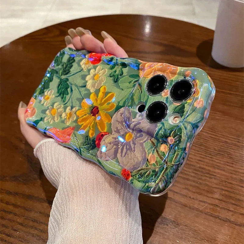 Elegant Daisy Oil Painting Floral Case