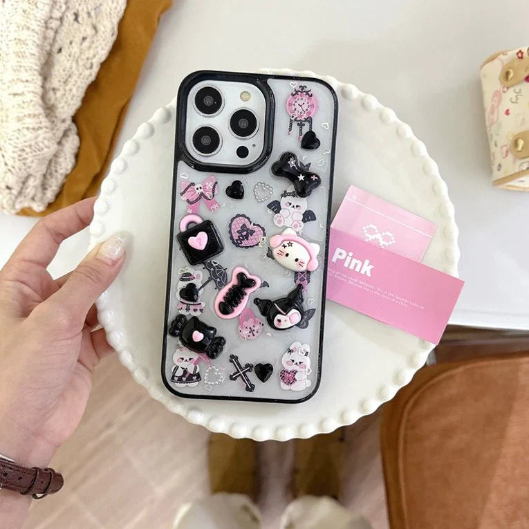 Whimsical 3D Kitty Cartoon Case with Charm