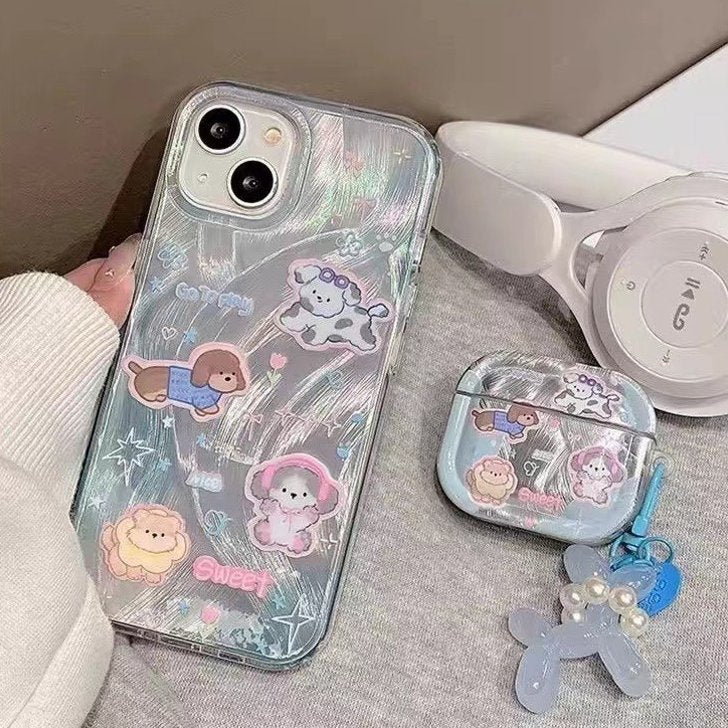 Sparkling Starry Pup Glimmer Case With AirPods Pro Case