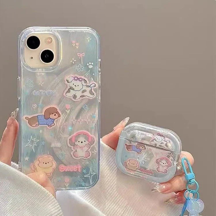 Sparkling Starry Pup Glimmer Case With AirPods Pro Case