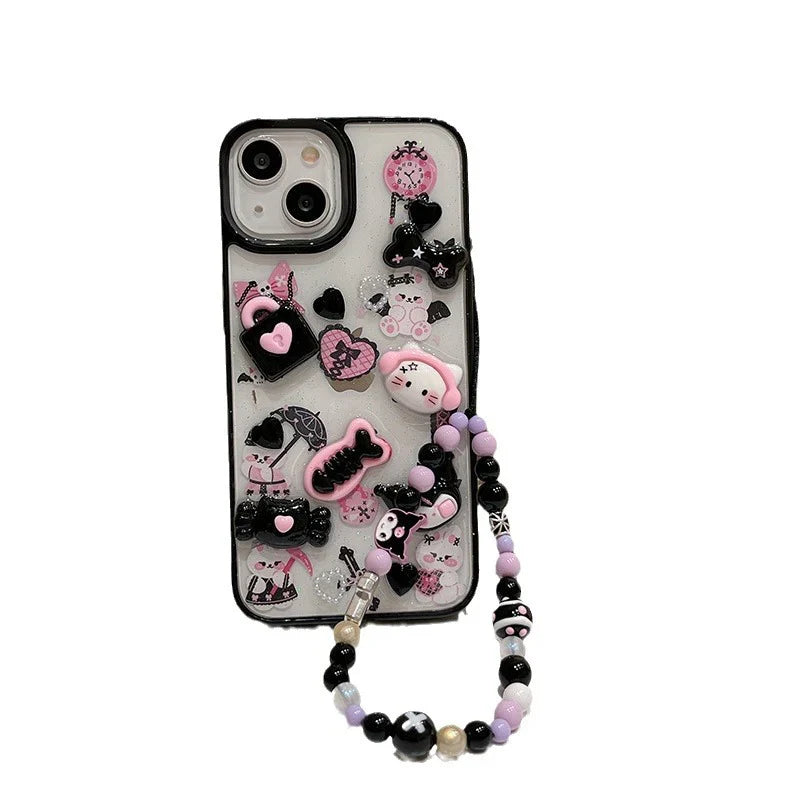 Whimsical 3D Kitty Cartoon Case with Charm