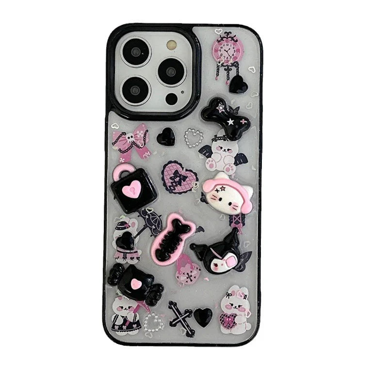 Whimsical 3D Kitty Cartoon Case with Charm