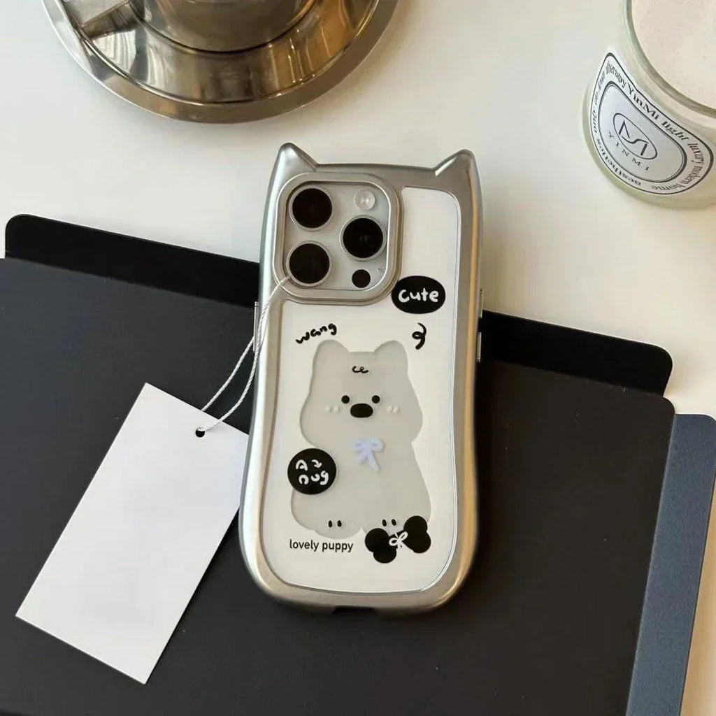 Whimsical Silver Plated Puppy Ears Case