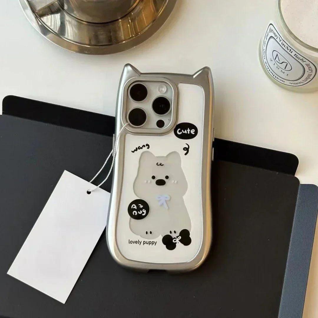 Whimsical Silver Plated Puppy Ears Case