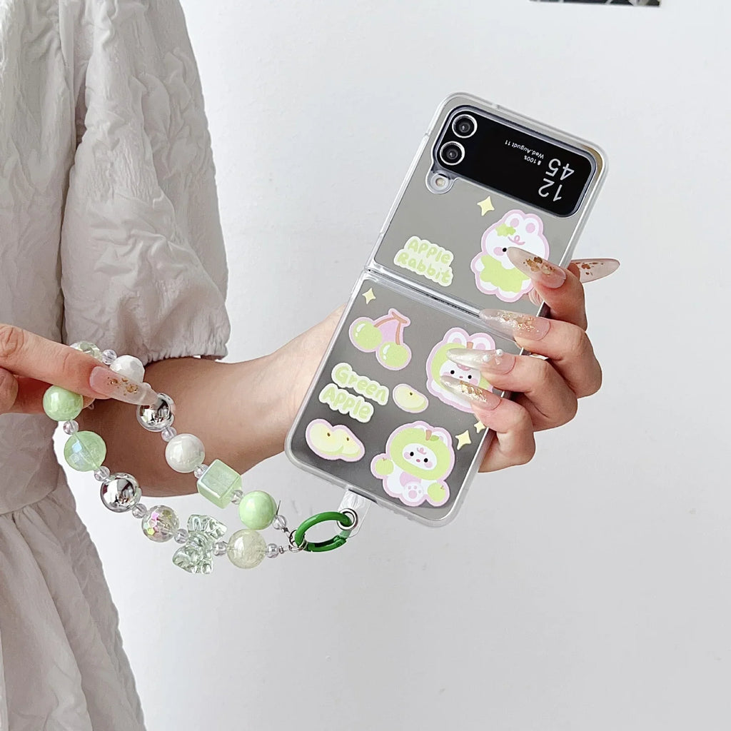 Gleaming Rabbit Mirror Case with Bracelet - Samsung