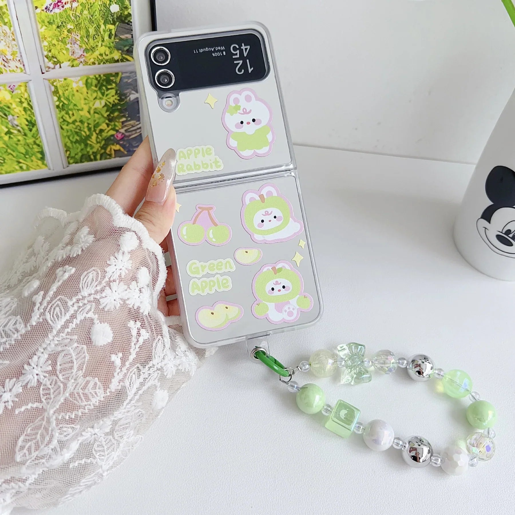 Gleaming Rabbit Mirror Case with Bracelet - Samsung