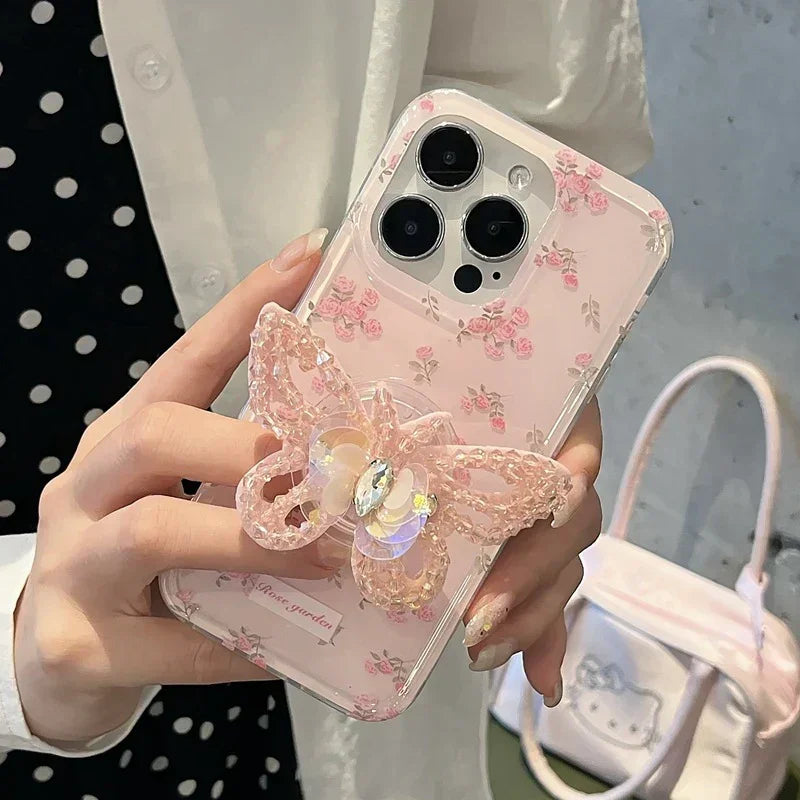 Blooming Diamond Butterfly Gripper Case