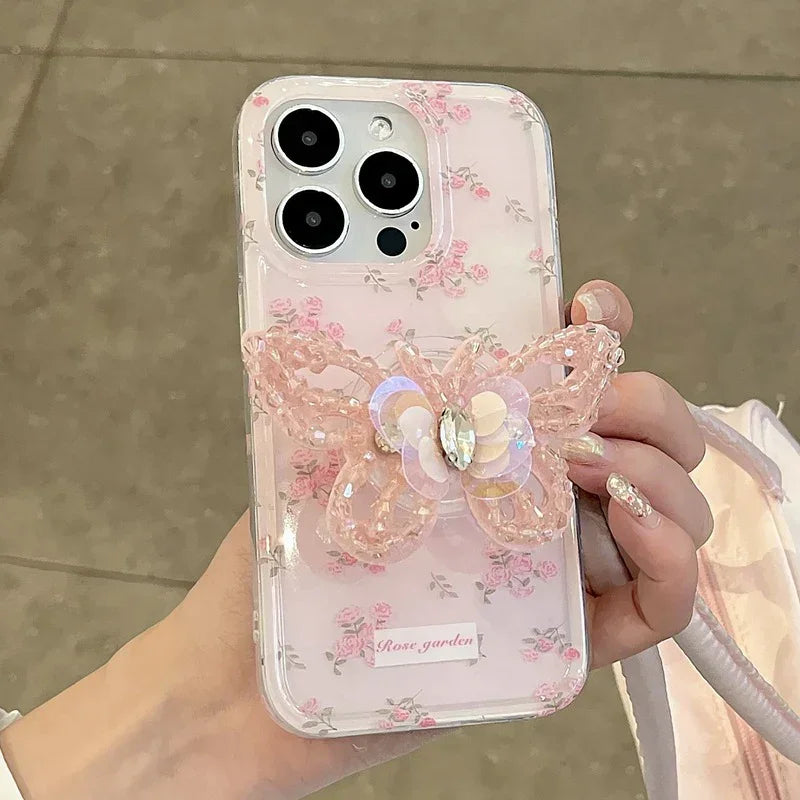 Blooming Diamond Butterfly Gripper Case