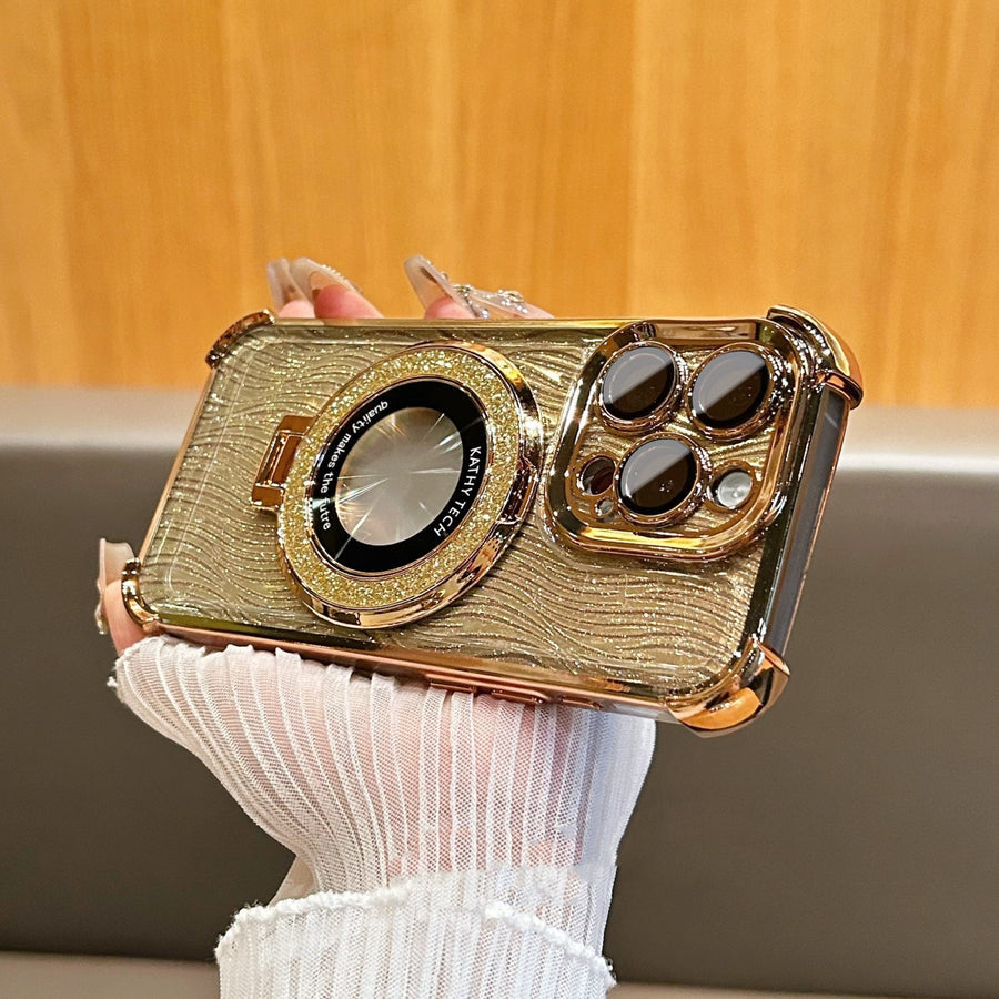 Elegant Water Ripple Glitter Stand Case