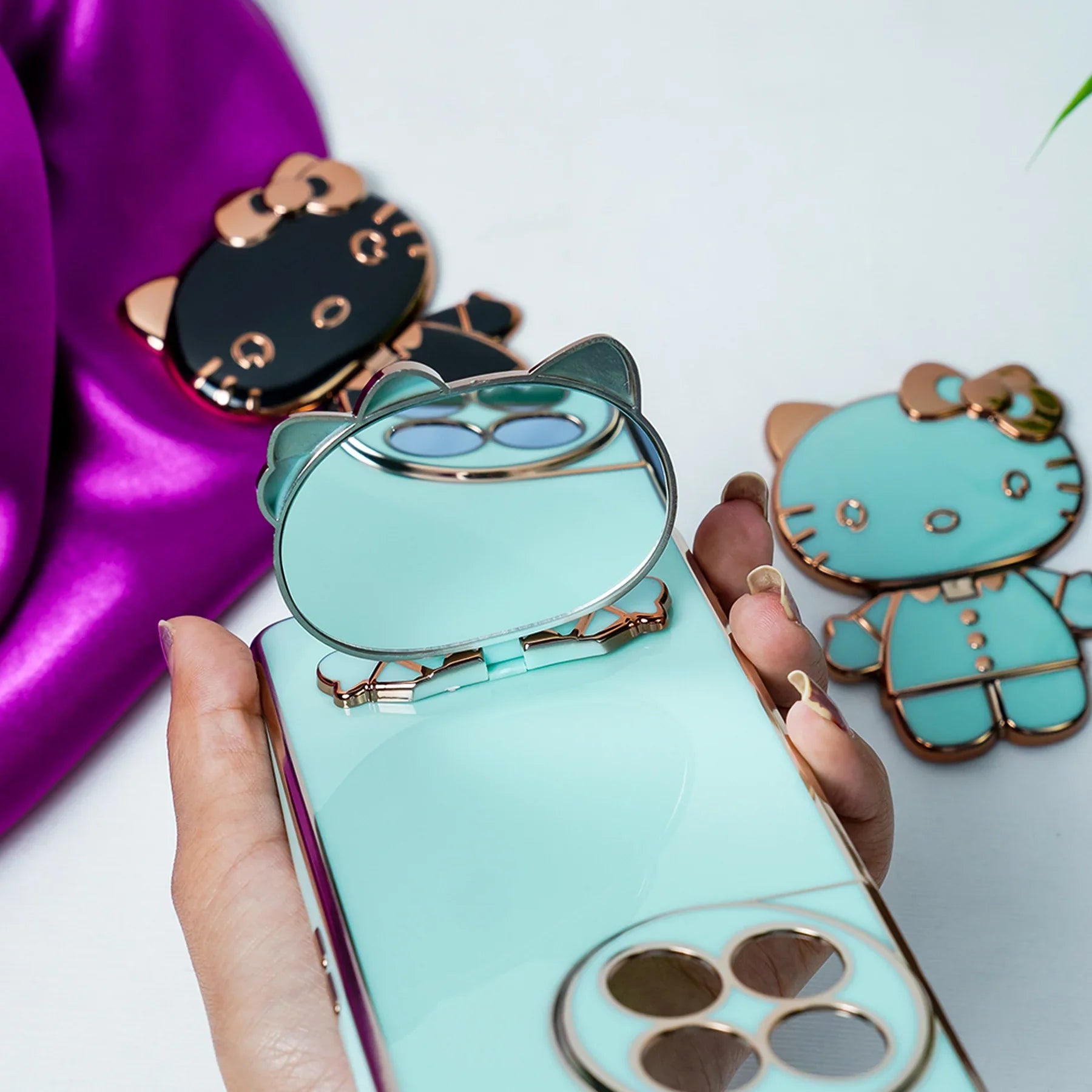 Charming Kitty Folding Mirror Stand Case - OnePlus