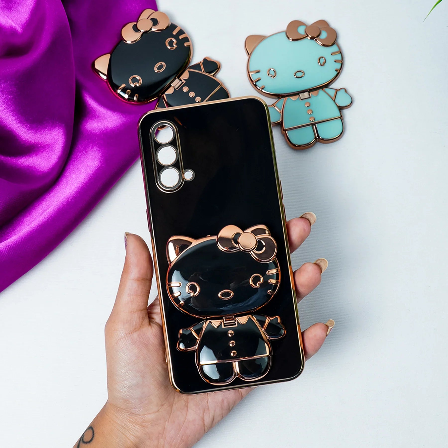 Charming Kitty Folding Mirror Stand Case - OnePlus