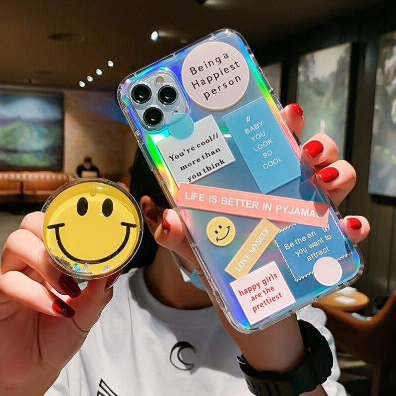 Label Phone Case with Smile Phone Gripper