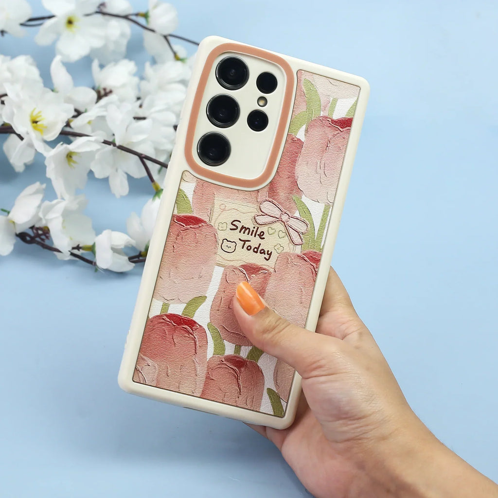 Painting Tulip Flowers Smile Day Case