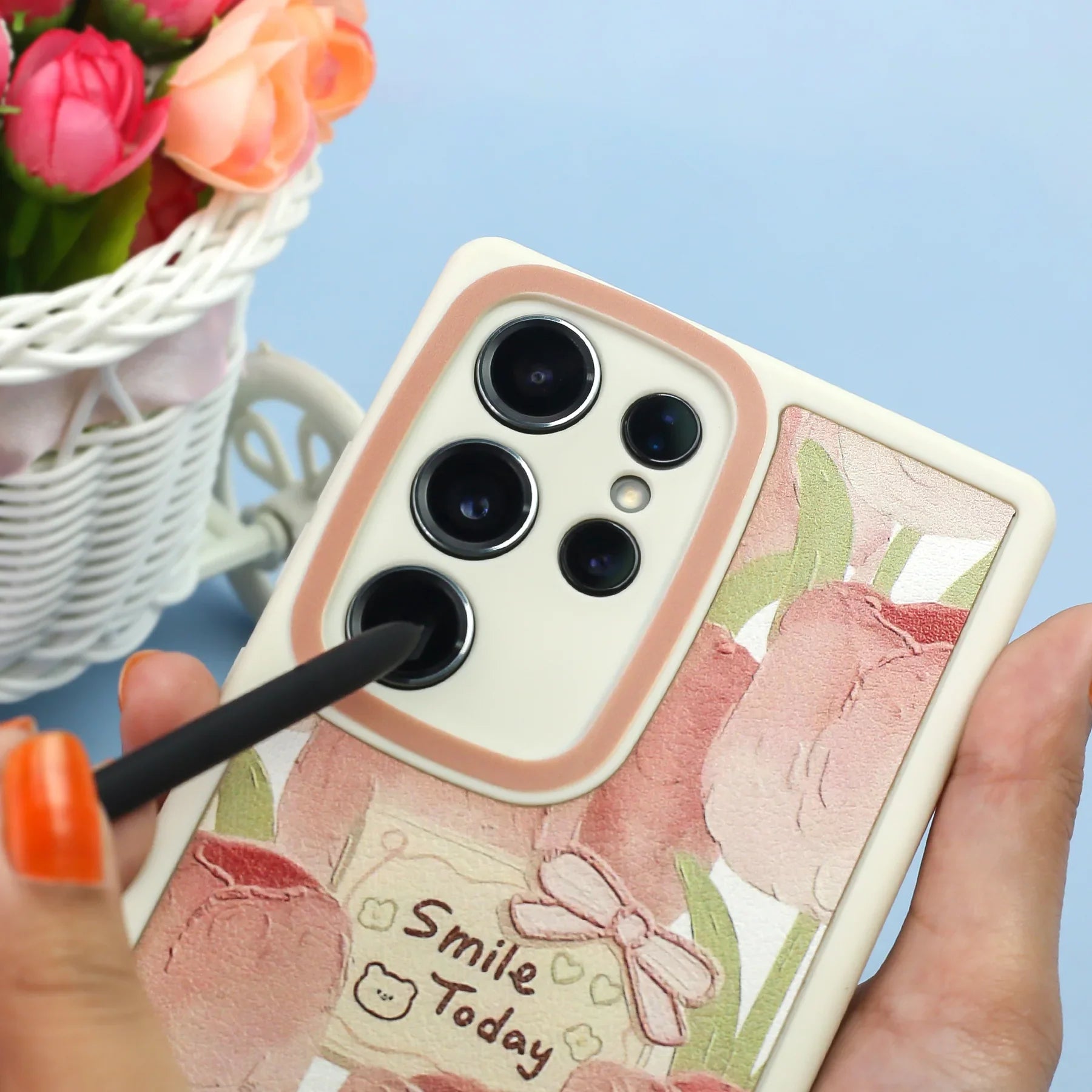 Painting Tulip Flowers Smile Day Case