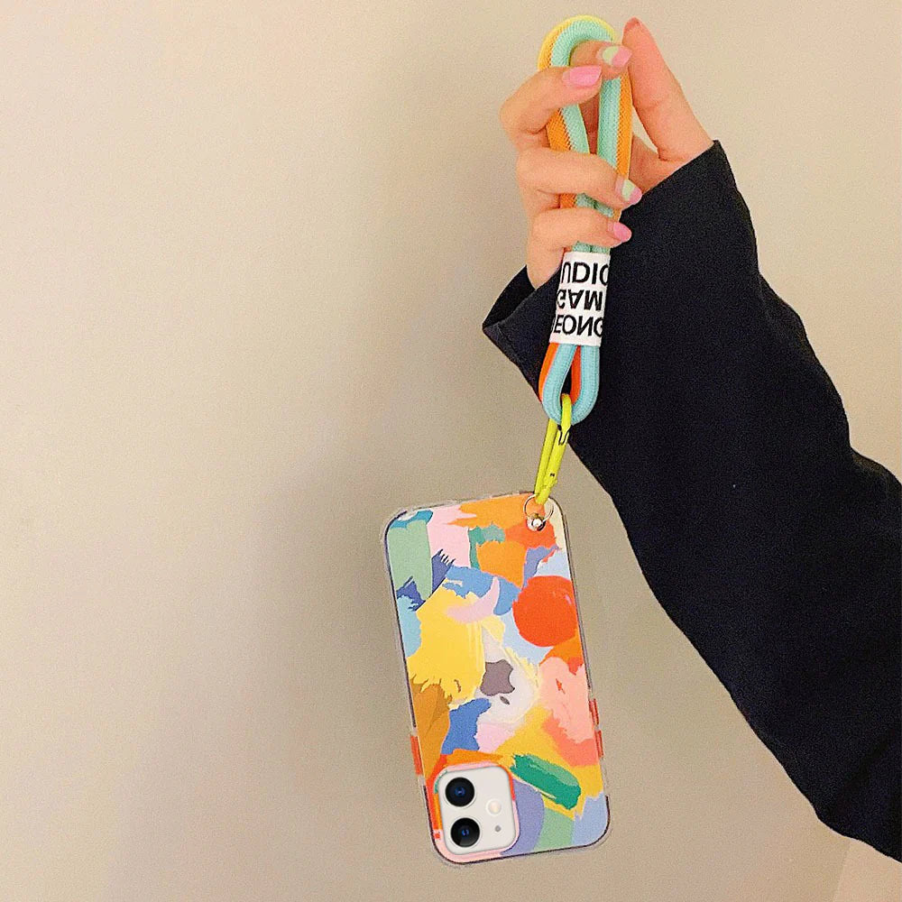 Aesthetic Artsy Painted Soft TPU Case With Lanyard