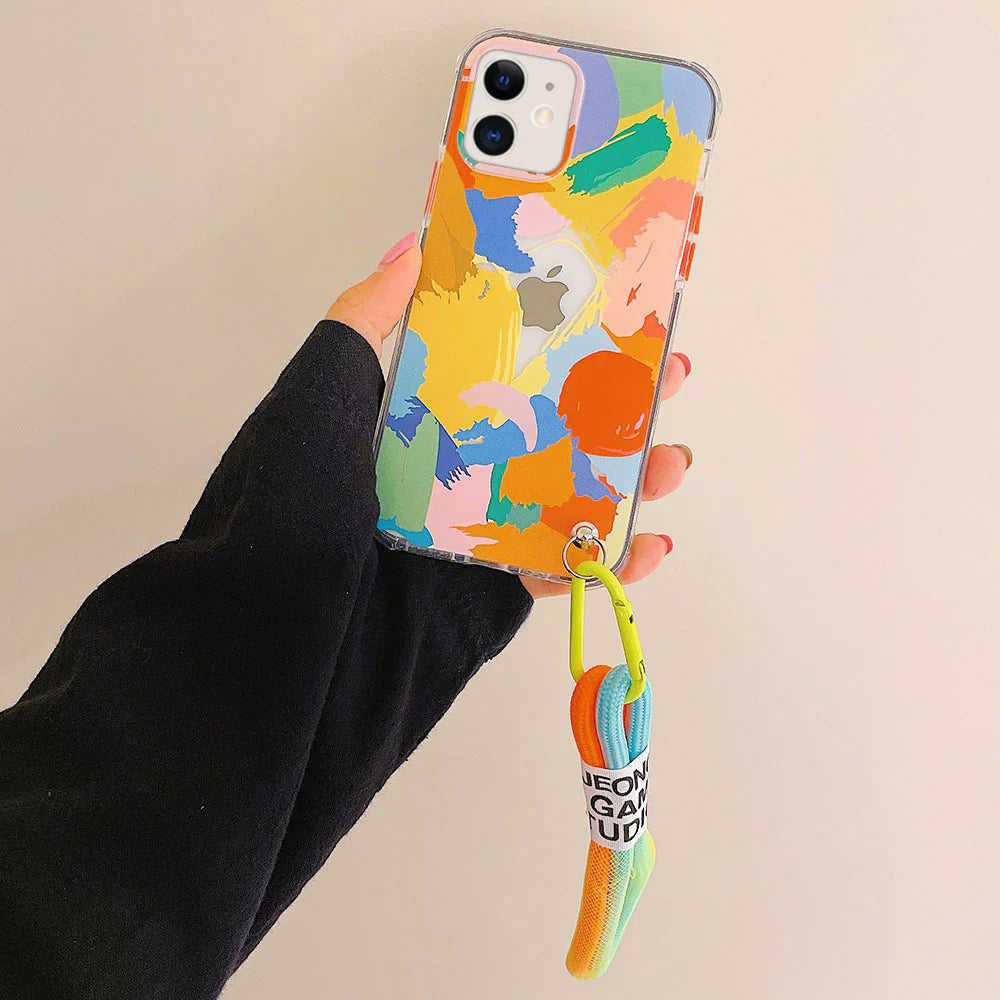 Aesthetic Artsy Painted Soft TPU Case With Lanyard