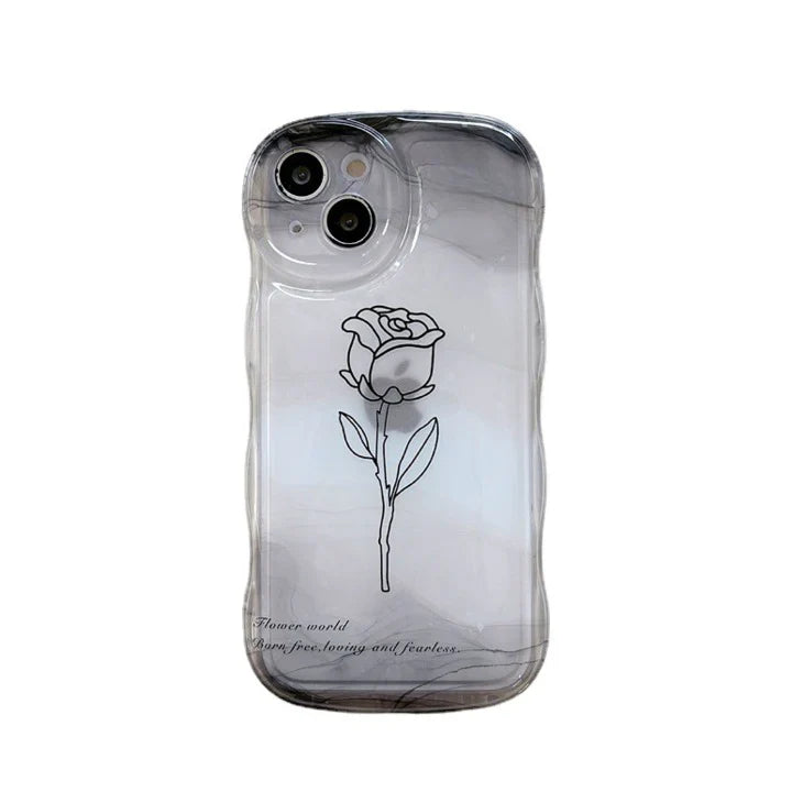 Rose Flower Wave Transparent Case