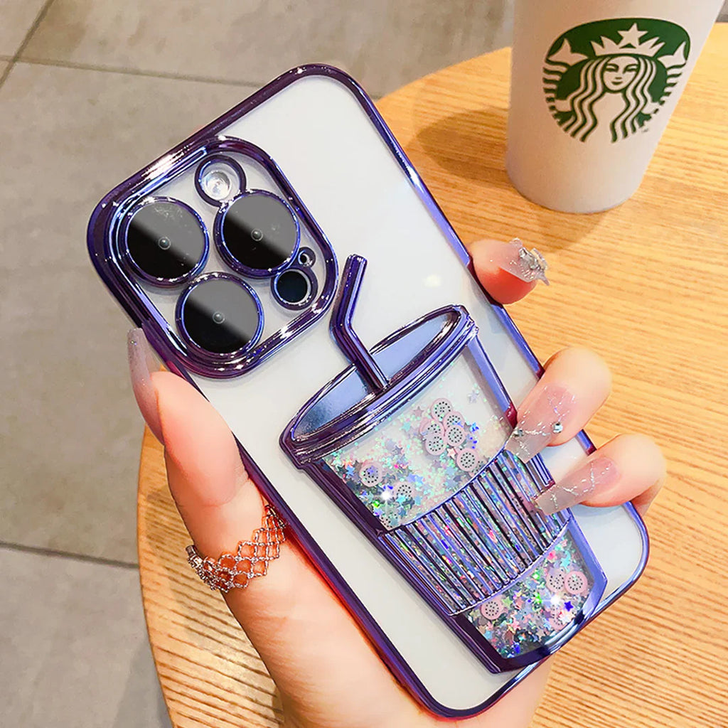 Transparent Glitter Star Drink Cup and Straw Case