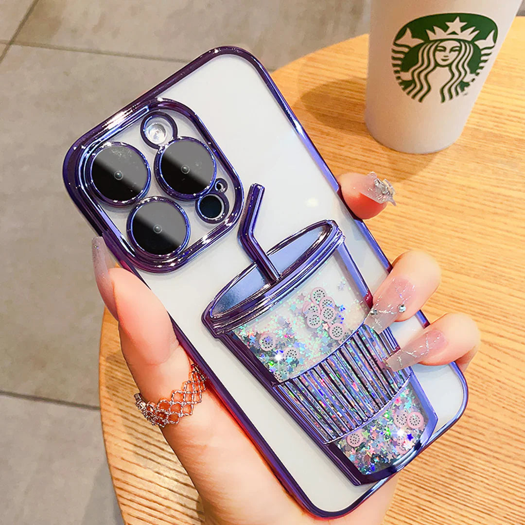 Transparent Glitter Star Drink Cup and Straw Case