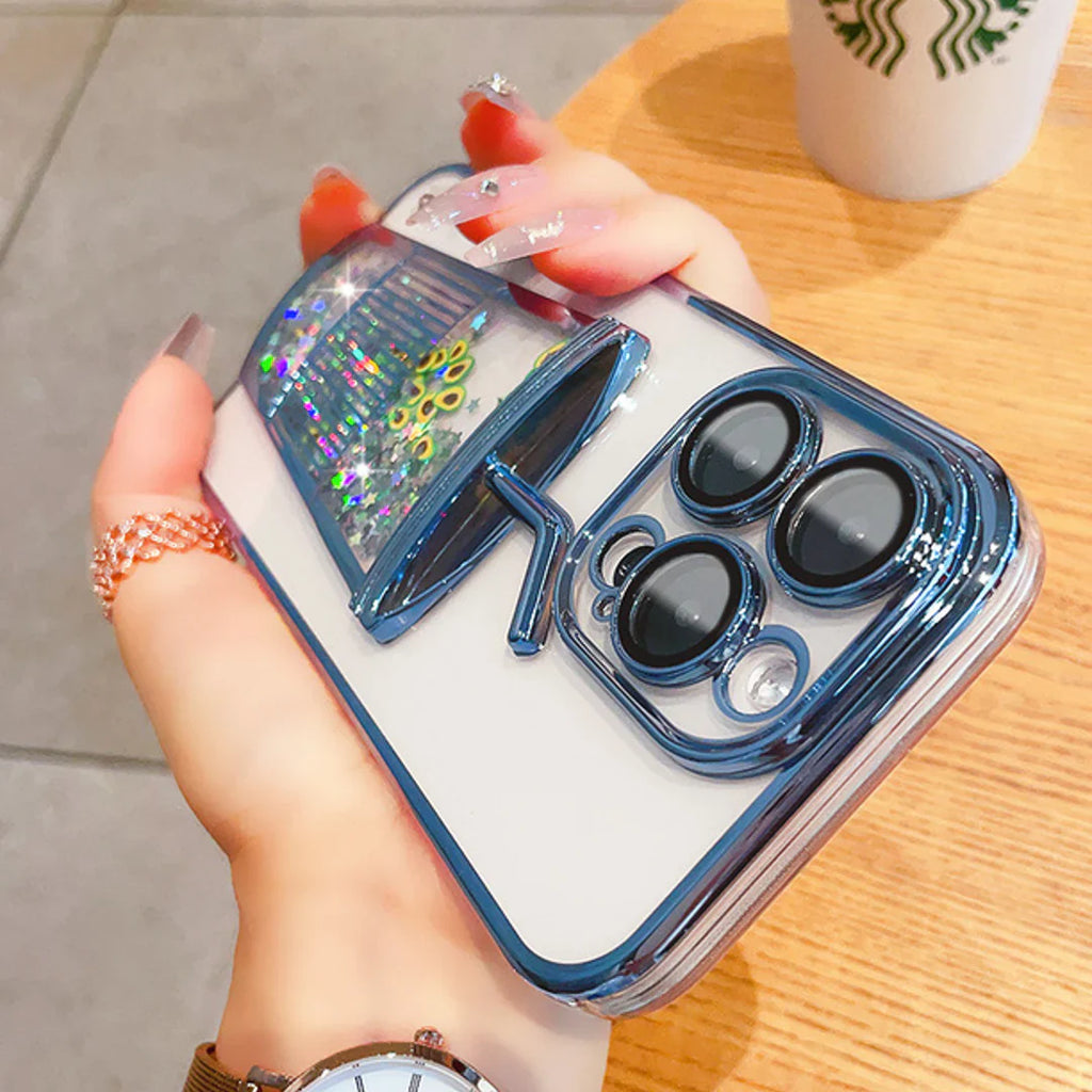 Transparent Glitter Star Drink Cup and Straw Case