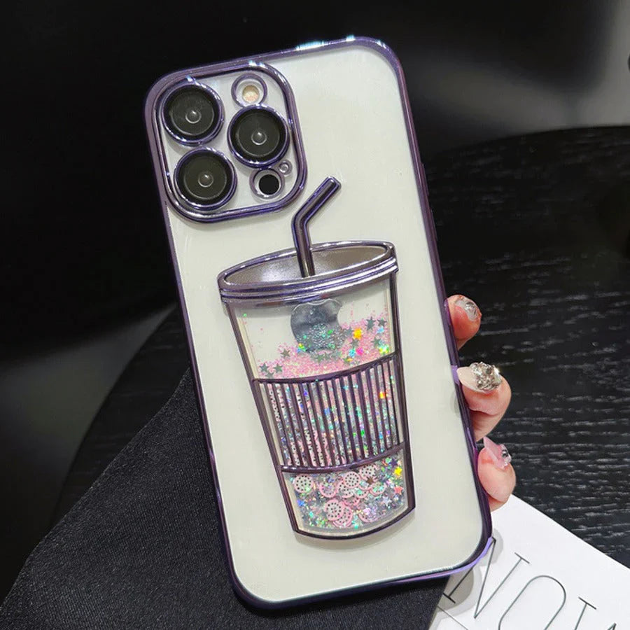 Transparent Glitter Star Drink Cup and Straw Case