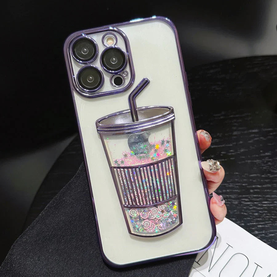 Transparent Glitter Star Drink Cup and Straw Case