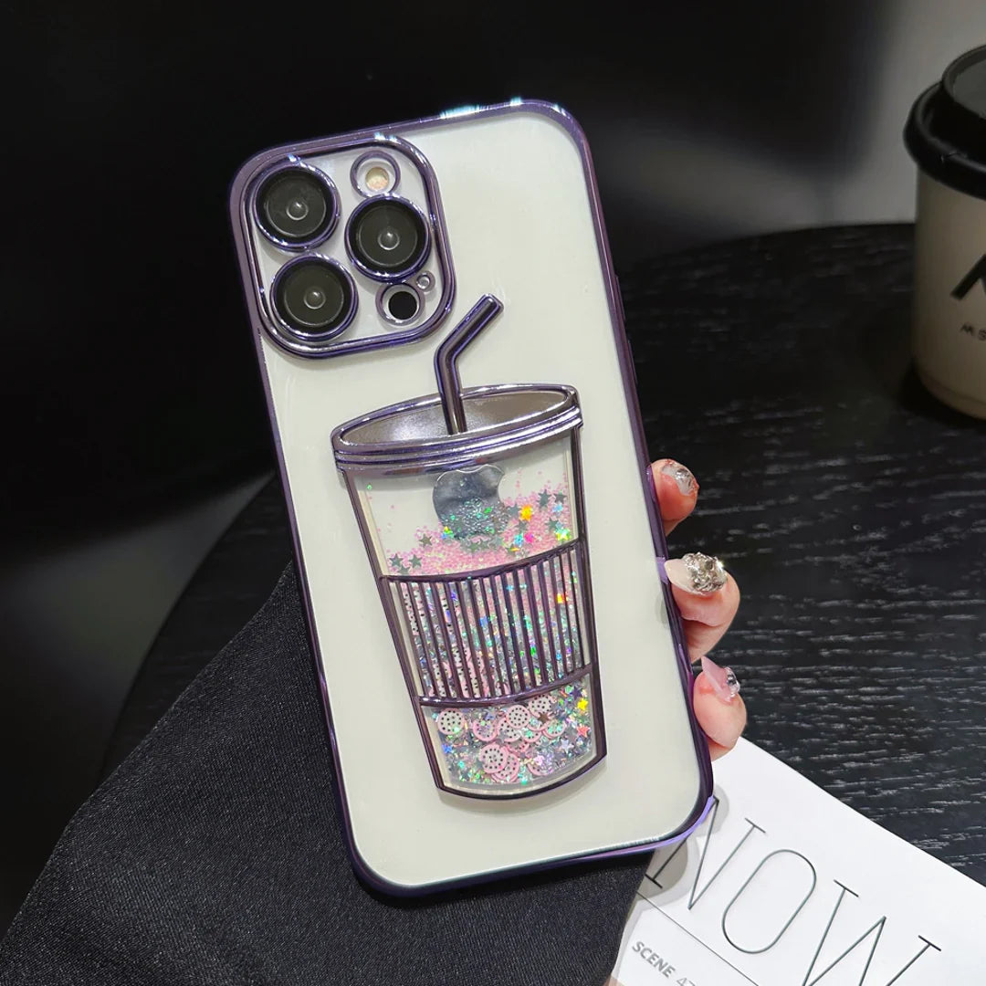 Transparent Glitter Star Drink Cup and Straw Case