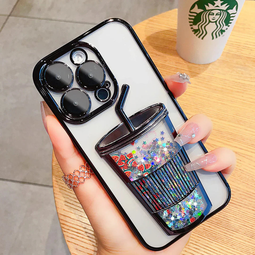 Transparent Glitter Star Drink Cup and Straw Case